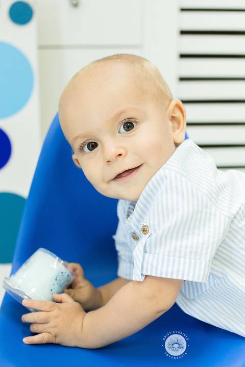 fotografo estudio foto fotografico profissional joinville aniversario kangoos Davi 1 Ano decoração azul'