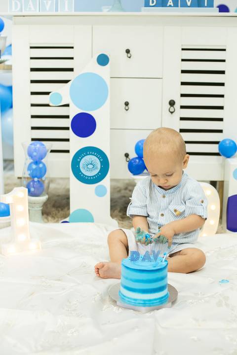 fotografo estudio foto fotografico profissional joinville aniversario kangoos Davi 1 Ano decoração azul'