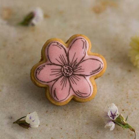 biscoito decorado em forma de flor pintado a mão coleção garden'