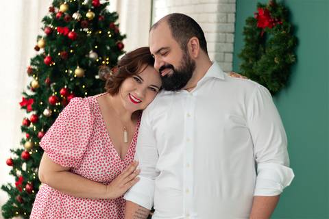 Ensaio de Natal anunciando gravidez.'