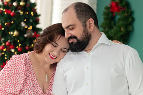 Ensaio de Natal anunciando gravidez.'