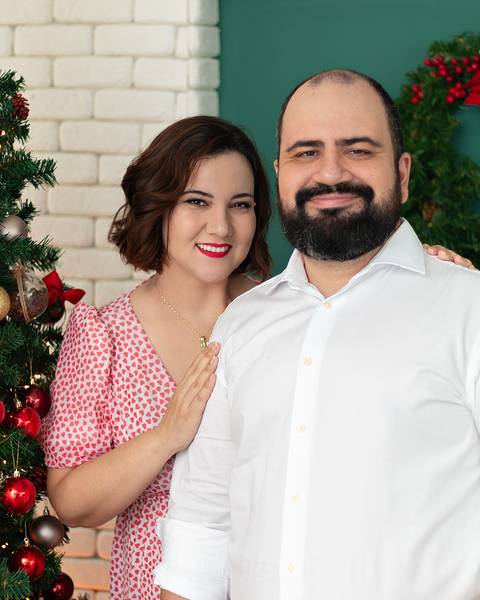 Ensaio de Natal anunciando gravidez.'