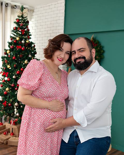 Ensaio de Natal anunciando gravidez.'