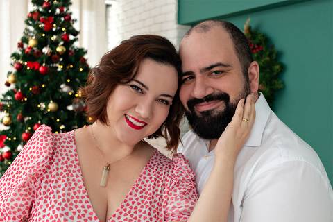 Ensaio de Natal anunciando gravidez.'