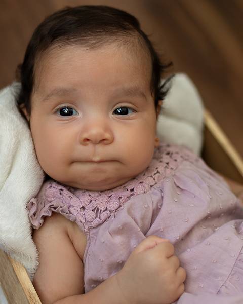 Ensaio de acompanhamento mensal. Bebê de 3 meses.'