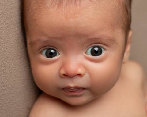 Bebê recém-nascido em ensaio Newborn acordado'