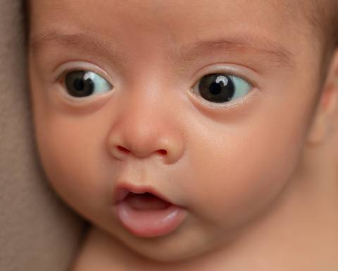 Bebê recém-nascido em ensaio Newborn acordado'