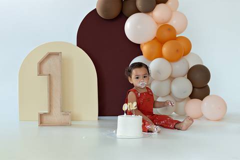 Ensaio de 1 ano de Mathias. Smash the Cake.'