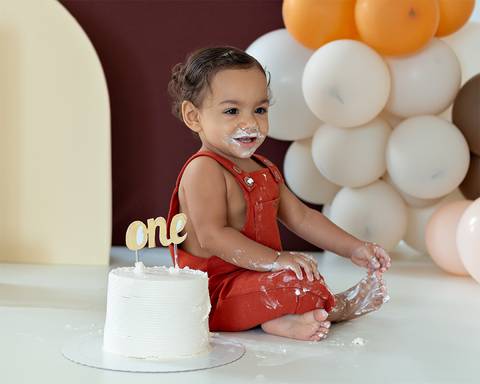 Ensaio de 1 ano de Mathias. Smash the Cake.'