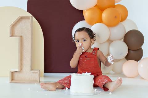 Ensaio de 1 ano de Mathias. Smash the Cake.'