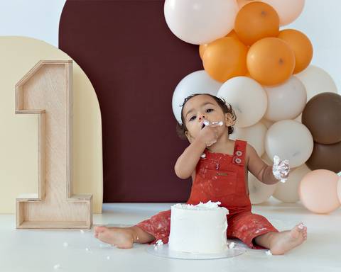 Ensaio de 1 ano de Mathias. Smash the Cake.'