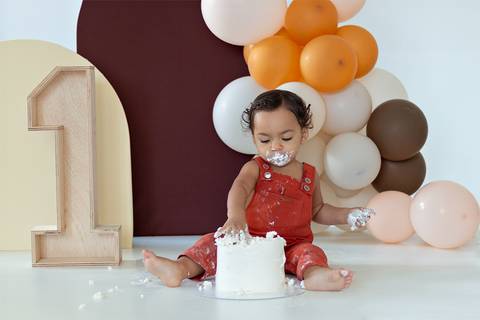 Ensaio de 1 ano de Mathias. Smash the Cake.'