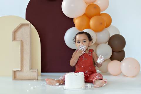 Ensaio de 1 ano de Mathias. Smash the Cake.'