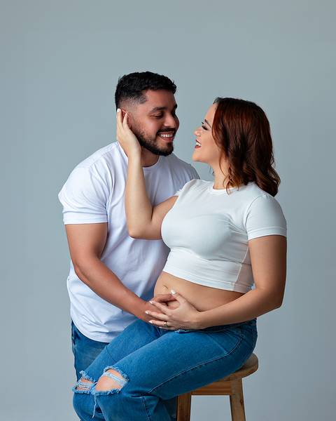 Ensaio de revelação de gênero do bebê.'