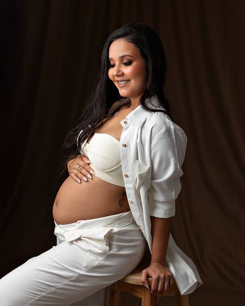 Ensaio de Gestante em estúdio.'