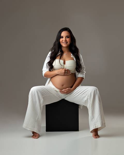 Ensaio de Gestante em estúdio.'