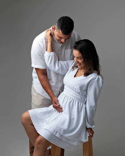 Ensaio de Revelação de Gênero do bebê em estúdio.'