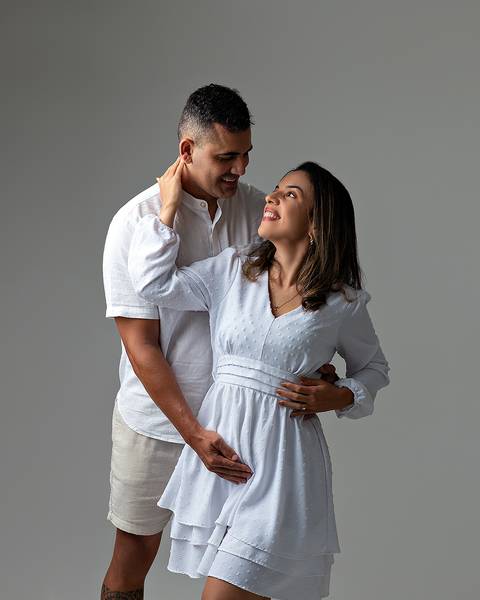 Ensaio de Revelação de Gênero do bebê em estúdio.'