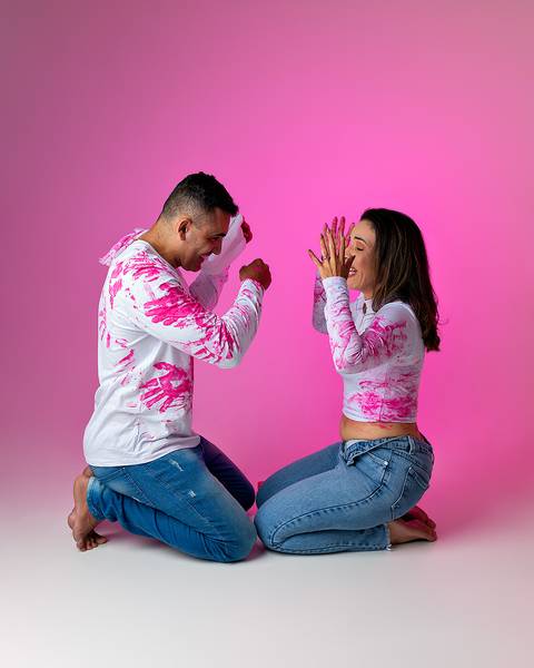 Ensaio de Revelação de Gênero do bebê em estúdio.'