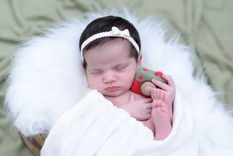 bebe enrolado segurando camera fotografica no cenario caixote. ensaio newborn em casa, 
fotografa newborn no tatuape'
