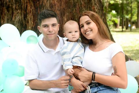 ensaio familia no parque ibirapuera, smash the cake tema degrade verde'