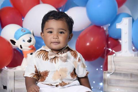 Ensaio um ano com baloes, smash the cake patrulha canina, estudio fotografico tatuape'