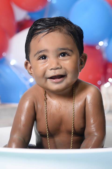 splash baby no tatuape, ensaio do banho, bebe tomando banho em ensaio de um ano'