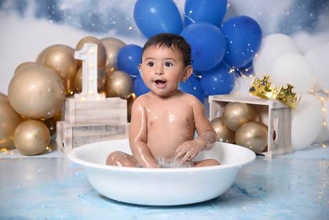 ensaio um ano, splash baby, smash the cake pequeno principe no tatuape, ensaio do banho'