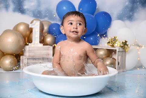 ensaio um ano, splash baby, smash the cake pequeno principe no tatuape, ensaio do banho'