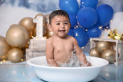 ensaio do banho, ensaio um ano, splash baby, smash the cake pequeno principe no tatuape'