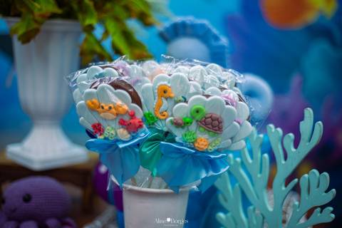 decoração completa de festa infantil tema fundo do mar na casa de festas tik tak 2 em botafogo'