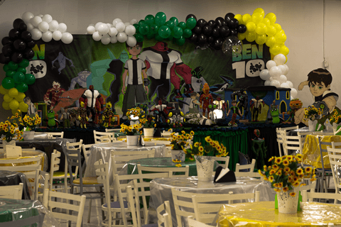 salão e decoração completa da festa do pedro, 8 anos em salão em são paulo capital'