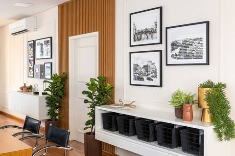 Decoração e Interiores - Design de interiores - parede decorada em perspectiva'