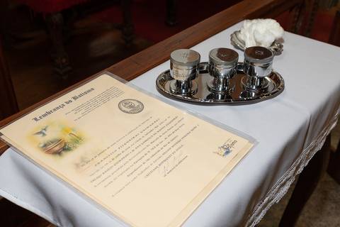 Certificado de batismo do batizado na Paróquia Nossa Senhora da Luz, no Alto da Boa Vista, Rio de Janeiro'