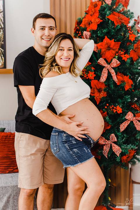 fotos-de-gestante-em-casa-decoração-natal'