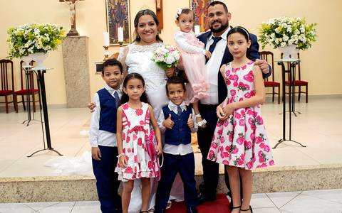 Zemar Fotografia - casamento - noivos com filhos'