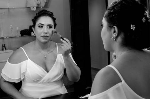 Casamento Religioso durante o dia, Mariana no making of'