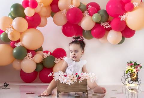 Sessão de Smash The Cake, Menina 2 anos, Masha e o Urso. Feito por Helenice Gonçalves Fotografia - Brasília DF'