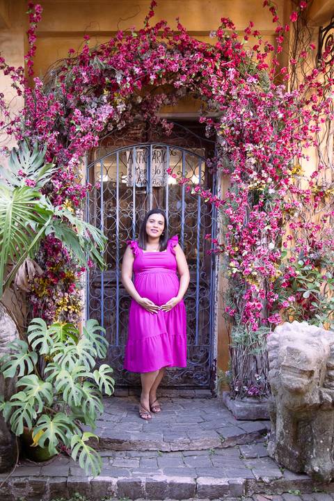 fotografia de gestante viela das lavadeira em embu das artes'