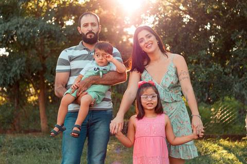 família o pôr-do-sol'