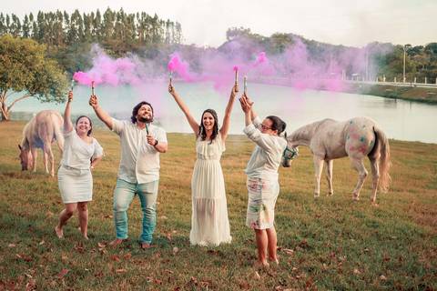 ensaio chá revelação com cavalos pintados e um fim de tarde lindo'