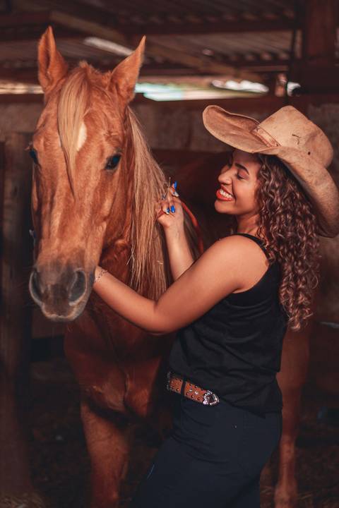 foto com cavalo'
