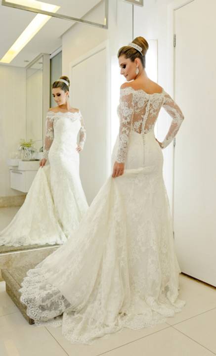 vestido de noiva com renda'