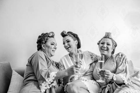 noiva e família no making of'