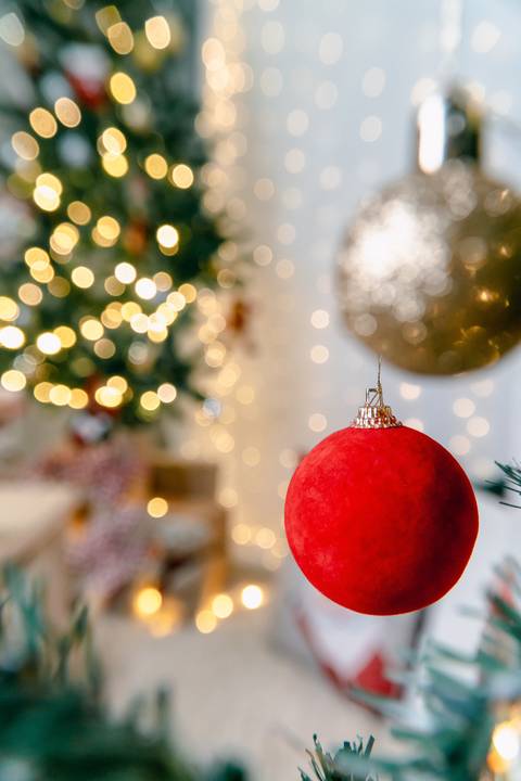 Cenário de natal com enfeites e árvore de natal Em Piraquara e Curitiba Paraná'