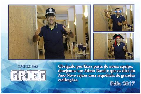 Totem de fotos na confraternização da empresa Grieg'