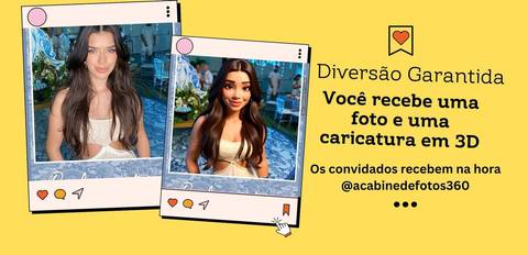 Novidade! Caricatu, tenha em  em 3D - Seus convidados vão amar @acabinedefotos360 diversão garantida no seu evento'
