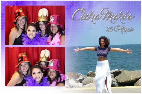 Nossa Cabine de fotos na festa de 15 anos da Clara Maria - Buffet Ilha do Tesouro - Decoração Estrela Festas Luzania '