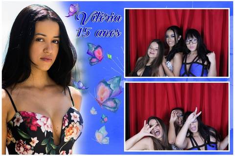 Nossa Cabine de fotos na festa da Vitória de 15 anos - Buffet Almirante - Santos S.p - Faça a alegria de seus convidados com Cabines e totens fotográficos - Marcelo Fabiano Fotografia'