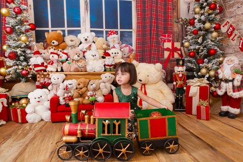 ensaio de natal bebê touca de papai noel brasilia df registrado pela fotógrafa letícia franco casa do papai noel sala arvore guirlanda roupa de papai noel'